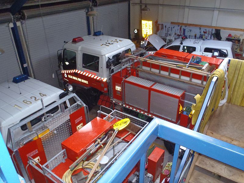 Cat 7, Cat 1 and Personnel Carrier in Mt Wilson Fire Station